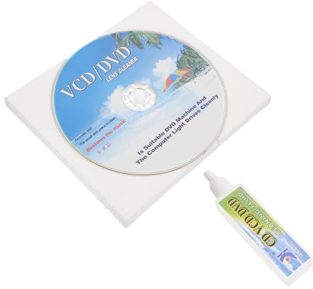 Kisangel Dvd Player Cleaner Set with Cleaning Disc and Liquid Materials Compact Design for CD Vcd Dvd Players Solves Playback Stuck and Loading Issues Compatible with Various Media Devices