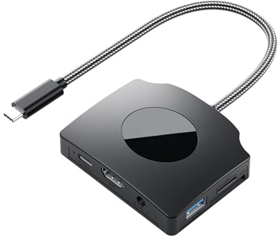 Estación de acoplamiento de video portátil tipo C para laptop, juegos, estación de acoplamiento USB, monitores para computadora de escritorio, portátil, base de video USB