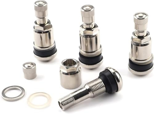 4 Stück Metallventile für Alufelgen, 11,3 mm Felgenventile für Autoreifen | Universal Metall Autoventil Geeignet für PKW und Transporter, Silber