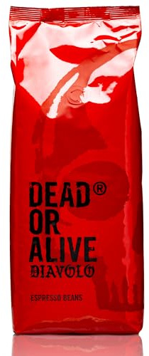 DEAD OR ALIVE DIAVOLO - Extra Dark, extrem Stark, 100% Robusta, 1kg | Säurearm · stabile Crema · neapolitanische Röstung · ganze Bohnen · ideal für Vollautomaten und Siebträger