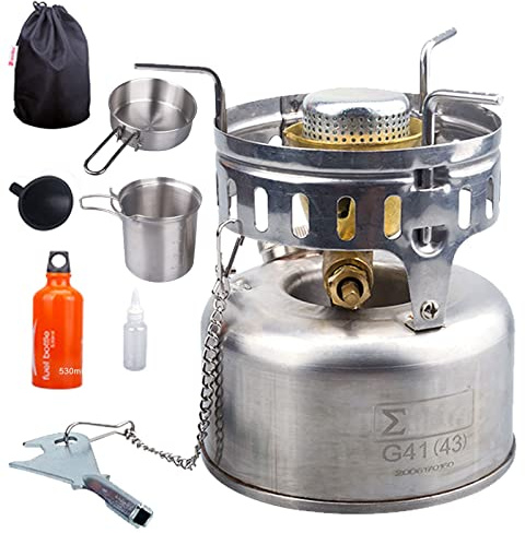 Mini réchaud de camping portable – Brûleur à essence ultraléger avec sac de rangement pour la cuisine en plein air