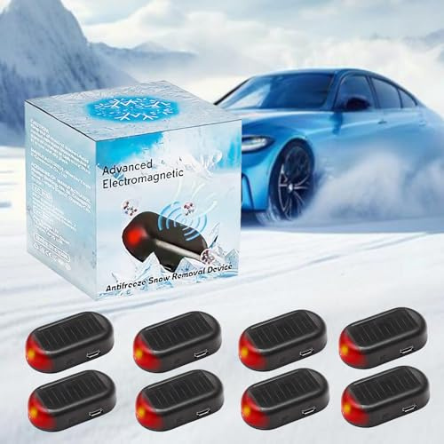 Car Interference Antifreeze Device Electromagnetic Snow Melter, Universal Solar Car Windshield De-Icer Wave Car Snow Removal, Reusable Defroster Anti-Frost Tool for All Vehicle Safety (Black, 8Pack)