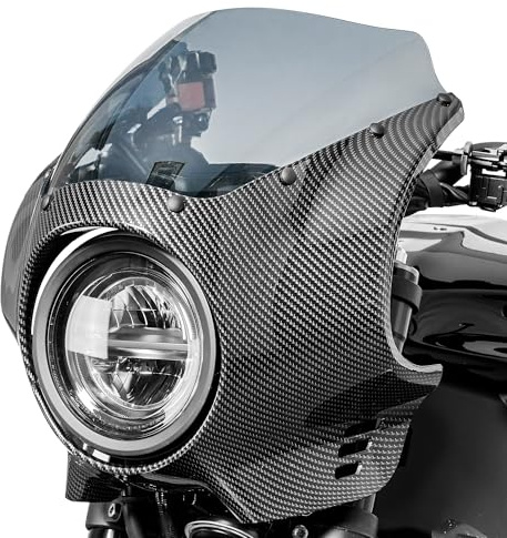 Motorcycle Headlight Fairing Windshield Cowl for XSR900 XSR 900 2022-2025 Front Headlamp Cover Windscreen Mount Set (Carbon Look + Light Smoke)