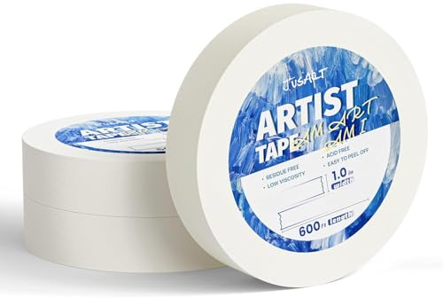 JusArt 3er-Pack Künstlerklebeband für Aquarellpapier,Abdeckband, 2,5 cm breit, insgesamt 183 m lang, weißes Klebeband zum Abkleben, Einrahmen und Malen, säurefrei, schwach klebend