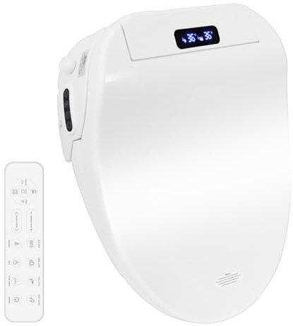 YOURLITE Abattant WC Japonais Électrique,Siège Toilette Japonais,Blanc | Abattant Toilette Japonais,Lavant Sechant,Cuvette Japonaise Chauffante,Frein de Chute,Veilleuse,Télécommande,Court,Forme V
