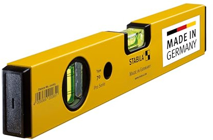 STABILA Wasserwaage Type 70 Pro Serie, 30 cm, leichtes Alu-Profil, 1 Horizontal-Libelle, 1 Vertikal-Libelle, Made in Germany