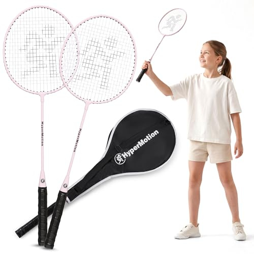 HyperMotion Badmintonsnöskor set med 2 snöskor och rosa skyddsöverdrag, badmintonkit för trädgård, fritid, utomhusspel och träning
