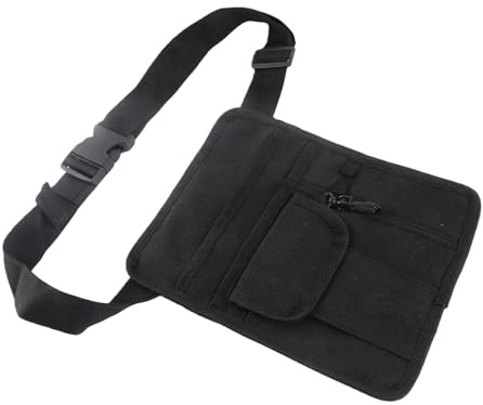 Pssopp Sac de Ceinture Réglable en Toile pour Serveur, Pochette de Taille 20,5 X 25,5 Cm, Plusieurs Poches de Rangement, Conception Légère pour Le Serveur de Restaurant, Le Personnel de KTV