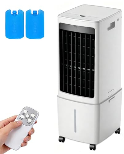 JGJSQYY 12LAire Acondicionado Portátil, Climatizador Evaporativo 3 En 1 Enfriador de Aire sin Tubo 65W, Temporizadores de 0-7.5 H – Silencioso, Bajo Consumo y con Mando a Distancia para Hogar