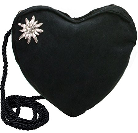 Alpenflüstern Herztasche Strass-Edelweiß - Damen Trachtentasche in Herzform, Schultertasche fürs Dirndl, Herz Handtasche zur Tracht, Dirndltasche (in traditionellen Farben) DTA066