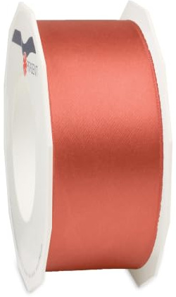 PRÄSENT C.E. Pattberg Satin Living Coral, 25 m Satinband zum Einpacken von Geschenken, 40 mm Breite, Geschenkband zum Dekorieren & Basteln, Dekoband, Anlass