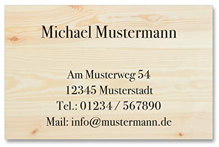 500 Visitenkarten, 400g Karton matt, 85 x 55 mm, inkl. Kartenspender - Design Holz Panele