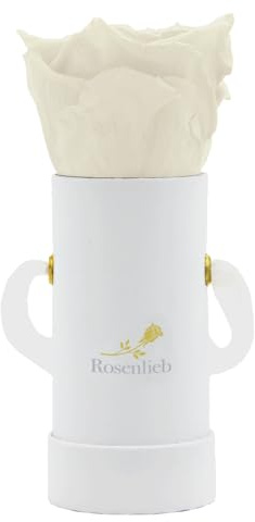 Rosenlieb Rosenbox Weiß mit Infinity Rosen (bis 3 Jahre haltbar) | Echte konservierte Rosen | Flowerbox Geschenk für Frauen Freundin Weihnachten Pico Bella weiß Cream