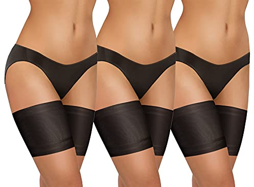 Sesto Senso 3 Pares Lisas y Sexys Bandas Femeninas para los Muslos Contra Rozaduras con Bandas de Silicona de Soporte en el Interior
