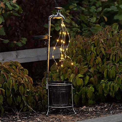 GloBrite Watering Can Solar Lights | Waterproof Tap String Christmas Lights Garden Ornaments | Waterfall Outdoor Fairy Lights with 30 LED Lights for Patio Pathway Lawn and Christmas Decorations