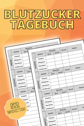 Blutzucker Tagebuch: 52 Wochen Blutzucker Notizbuch | Geschenke für Diabetiker | Diabetes Notizbuch