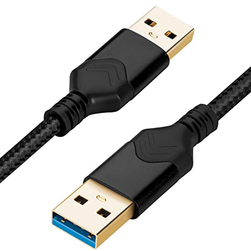 ROFICORD USB 3.0-Stecker-zu-Stecker-Kabel, USB-A-zu-USB-A-Hochgeschwindigkeits-Datenkabel, kompatibel mit Festplattenlaufwerk/Laptop-Kühler/Set-Top-Box/DVD-Player/TV/Kamera und mehr (0,3 M, Schwarz)