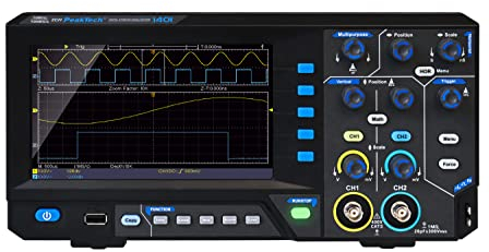 PeakTech 1401, Digital Speicher Oszilloskop, 2 Kanal, 10 MHz, 100 MS/s, USB Schnittstelle, PC Software, P 1401, Schwarz