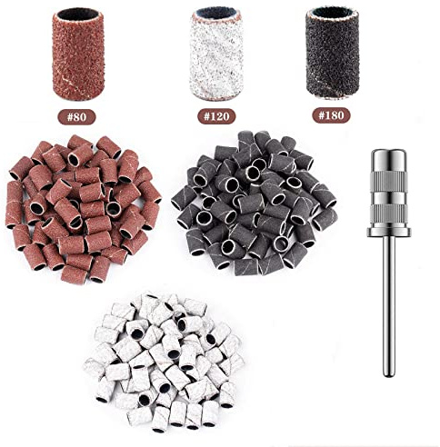 Luckaide Schleifhülsen Nagelbohrer 75PCS mit Nagelbohrer, Kasten, 80/120/180GRIT Nagelkunst-Schleifband Nagelfräser Aufsatz für Maniküre Pediküre Nagelpflege