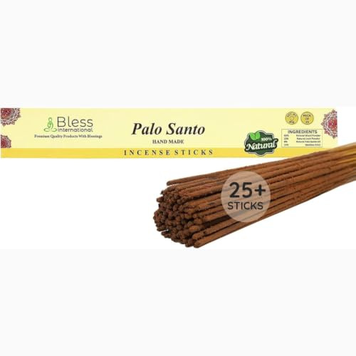 Bless-Palo-Santo Handmade-Hand-Dipped-Incense-Sticks Organic-Chemicals-Free for-Purification-Relaxation-Positivity-Yoga-Meditation The-Best-Woods-Scent (25 Sticks (40GM)) | 25 Stück, 40 ml, Chemikalien, kohlefrei, handgetauchte Reinigung, Entspannung, Positivität, Yoga-Meditation, bester Holzduft