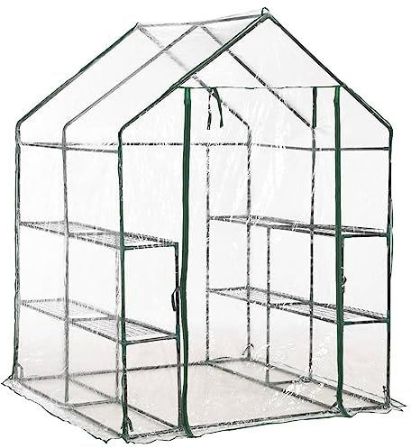 Chenshu Gewächshaus mit 8 Regalen, Gartengewächshaus, Green House, Foliengewächshaus Winterfest, Tomatengewächshaus, 143 x 143 x 195 cm