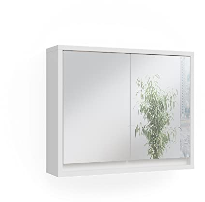 Vicco Badspiegelschrank Mila, Badezimmerspiegel, Weiß, 55 x 45 cm