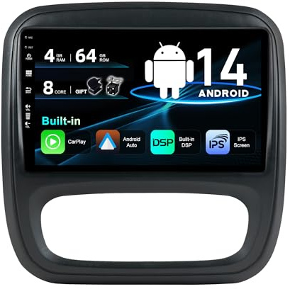 SXAUTO Android 12 IPS Autoradio Passt für Renault trafic 3 (2014-2021) / Opel Vivaro B (2014-2018) - Wireless Carplay/Android Auto/DSP - Kamera + MIC - 4G+64G - DAB WiFi 360-Cam AHD SWC - 2 Din 9 Zoll