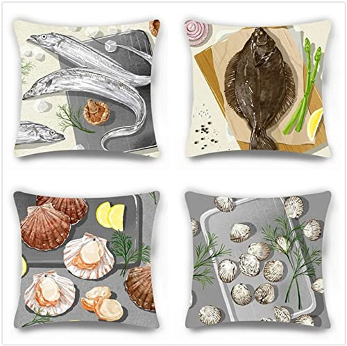 Tinnoon Kissenbezug 45x45cm 4er SetBoho Wohnzimmer Outdoor Deko, Schlafzimmer Zimmer Dekor Kissenhülle Kissenbezüge mit Verstecktem Reißverschluss, Couchkissen, Sofakissen Weinachten Meeresbewohner