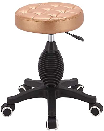 Hocker auf Rädern, Barhocker, Schönheitshocker, Drehhocker, Barstuhl, Arbeitshocker, Friseurstuhl, Heben drehen, Friseur, Make-up, Nagelkunst (Farbe: Gold) Die neue