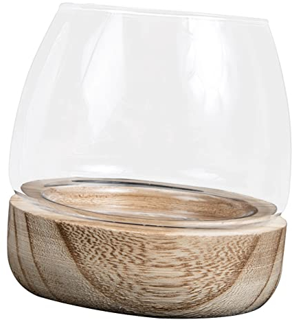 Cabilock Holzboden Aquarium Durchsichtiger Behälter Blasenvase Sukkulenten Glasorchideenvase Glasblasenschale Blumenarrangement Vase Mikrolandschaftsflasche Kleine Fischschale