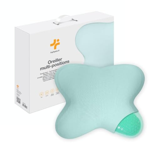Inphysio® Oreiller Ergonomique Cervical, Oreiller Memoire Forme, Coussin Gel Multiposition, Oreiller Orthopédique, Oreiller Rafraichissant, Oreiller Cervicales Douloureuses, Double Face, 53x43x12cm