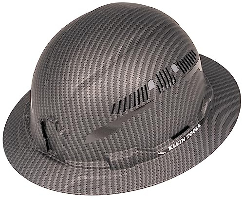 Klein Tools 60626 Hard Hat, Vented Full Brim Premium KARBN Design, Type 1 Class C Hard Hat, 4-Point Ratchet Suspension