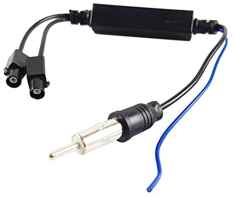 FM AM Adaptateur Amplificateur Antenne Autoradio Double Fakra mâle vers Prise DIN ISO avec Amplificateur Actif 12 V Câble de Aémarrage pour Audi VW Autoradio FM AM Adaptateur d'antenne Radio Booster