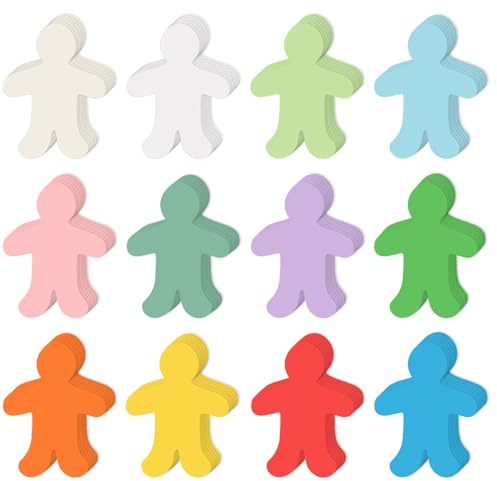 MixTeach 360 st människor utklipp papper anslagstavla dekorationer färgglada personer utskärningar blandade färger person accent för klassrum hem skola dekor barn gör-det-själv hantverk