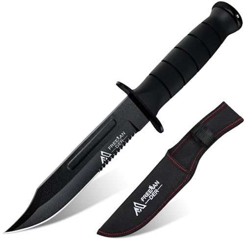 Freelander Coltello da Sopravvivenza Professionale, Coltello da Caccia a Lama Fissa 5Cr13, Coltello da Esterno con Fodero, Coltello Full Tang per il Campeggio