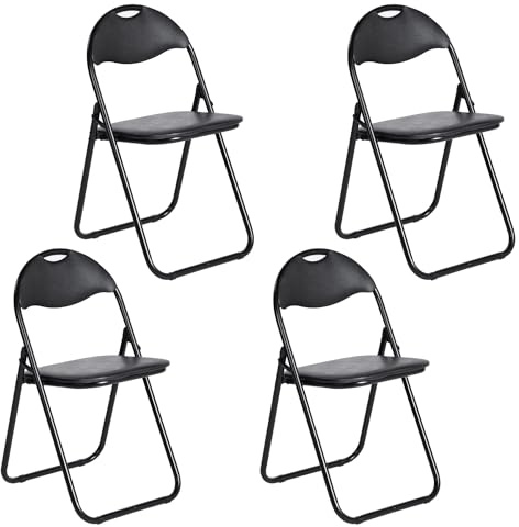LuxNook Lot de 4 Chaises Pliantes, chaises de Salle à Manger, Chaise Pliante Confortable et Rembourrée, pour Cuisine, Bureau, Extérieur et Jardin