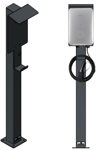 Soporte de pie, estela especialmente adecuada para Sungrow Wallbox. - De acero inoxidable - Con techo y gancho para cable - Recubierto de polvo - Columna de carga en antracita