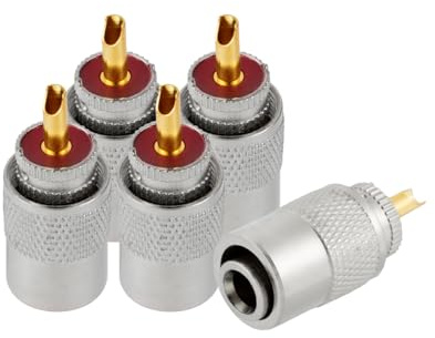 Vecys 5PCS PL-259 UHF Maschio Connettori 50 Ohm PL259 Maschio Plug Crimp RF Connettore Coax Adattatore per RG8X RG59 RG-213 VLMR-400 RG-8 Cavo Coassiale a Bassa Perdita