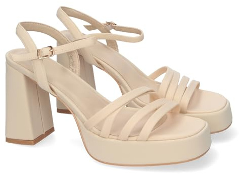 shoes&blues.es Sandalias Elegantes de Fiesta con Tacon Alto y Plataforma, Diseno con Correas Cruzadas y Cierre de Hebilla Ajustable.