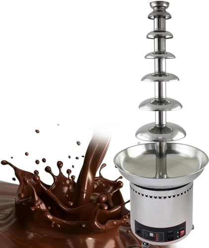 Fonduta Di Fontana Di Cioccolato Commerciale A 4/5/6/7 Livelli, Macchina Per Sciogliere La Cascata Di Fonduta Elettrica In Acciaio Inossidabile Per Attrezzature Per Buffet Di Nozze Per R(Size:7 Tiers)