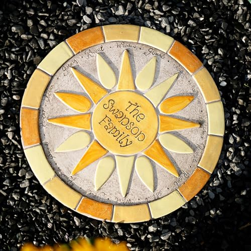 Elitix Trittsteine für Garten Stufengarten-Dekosteine mit Mosaikmuster, Trittstein für Kinder und Kleinkinder zum Spielen Im Garten, 35 cm Großer Dekostein für Die Inneneinrichtung(Color:Sun)