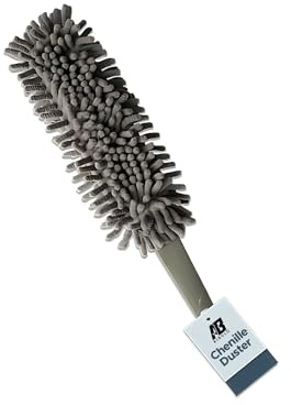 Aibulo Microfibre Duster for Cleaning | Washable Reusable Dust Magnet Feather Duster Extendable | Fluffy Duster on a Stick for Home | Lint-Free Cleaning Tools & Supplies – Grey Handle