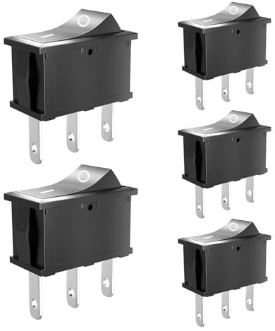 SCOOYUCK 5 Pièces Interrupteur à Bascule, SPDT 15mm x 21mm 3 Broches ON/ON, 12V 24V 125V 250V Interrupteur a Bascule, Pour Voiture Bateau Appareils Ménagers