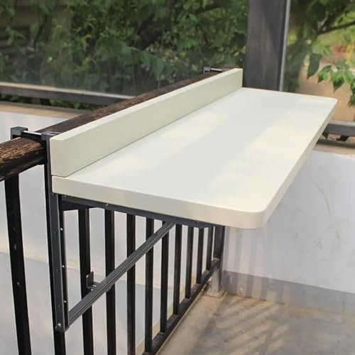 DKPLOE Balkon Klapptisch Zum Einhängen Aluminium Hängetisch Balkon Klappbar Und Verstellbar Einfach Zu Montieren Geeignet Für Terrassen Veranden Hinterhöfe(Weiß,120x39cm)