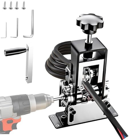 Máquina peladora de alambre para taladro eléctrico, máquina peladora de alambre de cobre de 0.06 a 1 pulgada con manivela, pelador de alambre portátil con marco de aluminio para reciclaje de chatarra