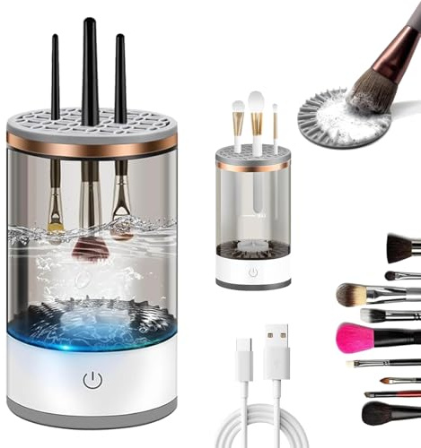 Brosse électrique de nettoyage cosmétique rechargeable, brosse de maquillage de filature automatique pour toutes les brosses de maquillage de taille, outils de nettoyage pour des pinceaux de