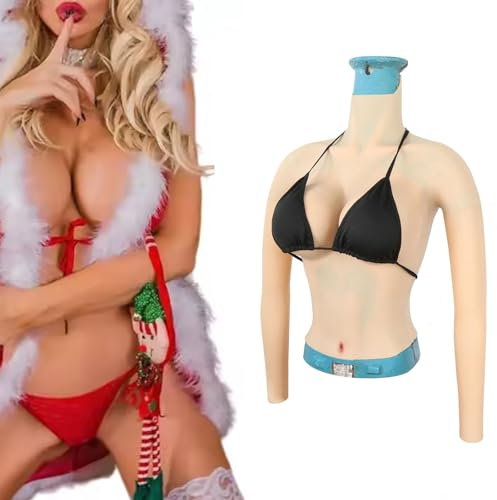 Adima Halbkörper Silikon Brustplatte mit Armen D Cup Gefälschte Brüste Enhancer Brüste Titten Prothese für Mastektomie Transgender,Natrual,One Size