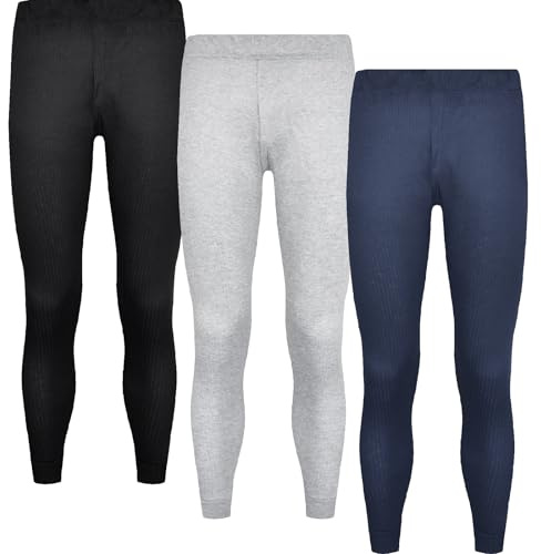 BestSale247 Lot de 3 sous-vêtements thermiques longs pour homme en coton, 3er Pack / Black Grey Navy, XXL