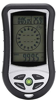 Digitaler Höhenmesser, Barometer, Kompass, Wettervorhersage für Outdoor-Wanderungen, 8-in-1-Funktion mit Praktischem Seil