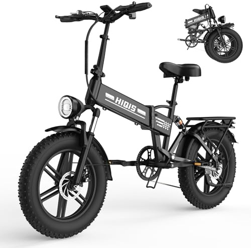HiQiS Bicicletta Elettrica Adulti, 48V 17.5AH/15AH Batteria Rimovibile, Bici Elettrica 20 x 4.0 Fat Tire, 7 Velocità, Autonomia di 50-80 KM, Freni a Doppio Disco, Sospensione Completa